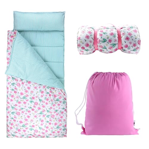 Toddler Nap Mat with Removable Pillow and Blanket for Preschool and Daycare