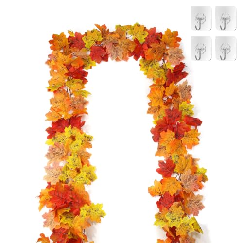 Artificial Maple Leaf Garland 2-Pack - 13ft Autumn Decor for Home