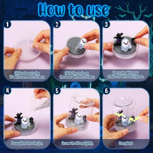 12-Set Halloween DIY Snow Globe Craft Kit Glow in the Dark Ghost Decor