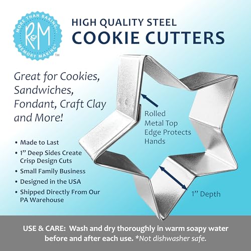 R&M Mini Snowfall Cookie Cutter Set - 5 Snowflake, Snowman & Tree Shapes