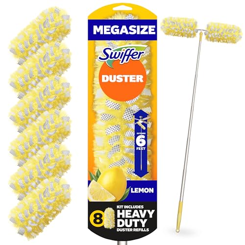 Heavy Duty Extendable Duster Kit with 6 ft Handle & 8 Refills, Lemon Scent