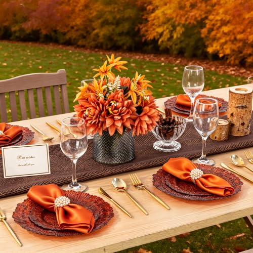 Orange Satin Napkins 40 Pack 17x17 inch Square Cloth Dinner Napkins Bulk
