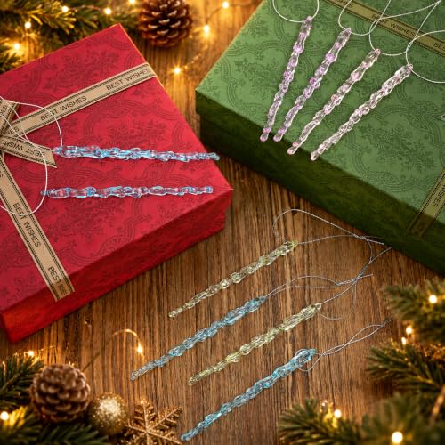 LFUTARI 30 Pcs Pastel Icicle Christmas Ornaments - Candy Theme, Crystal Finish, Twisted Design