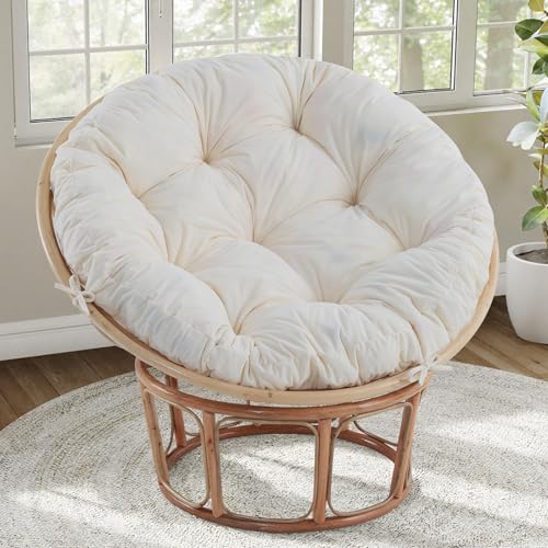 48-Inch Round Papasan Chair Cushion, Tufted Corduroy Seat Pad for Egg Chair