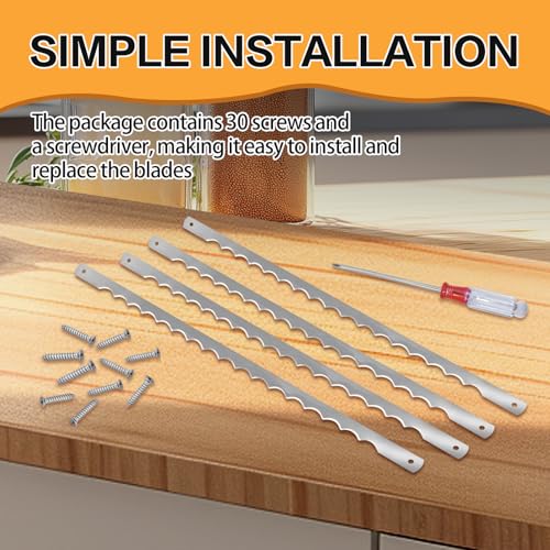 12 Pcs 10.8-Inch Serrated Bread Bow Knife Blades with Screws and Safety Guard