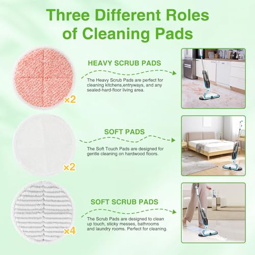 8-Pack Microfiber Spin Mop Replacement Pads for Hard Floor Cleaners
