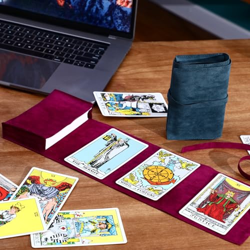2 Pieces Velvet Tarot Card Pouch Wrap and Deck Storage Holder
