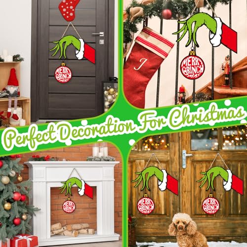 Denylo Pro Christmas Style-5 Wooden Door Sign - Red & Green Holiday Decor