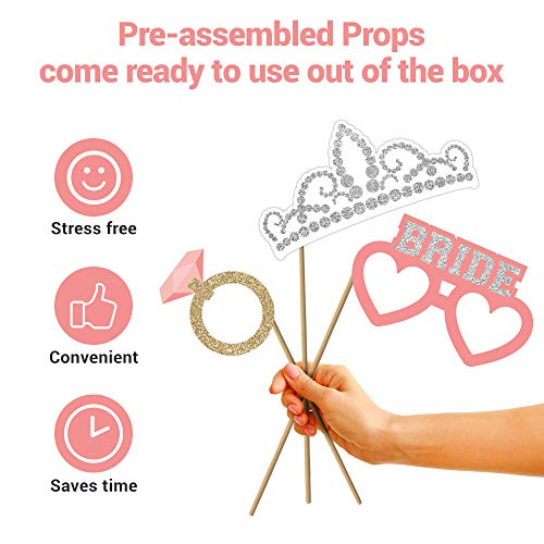 40-Piece Pre-Assembled Wedding Photo Booth Props - Pink and Teal Decor