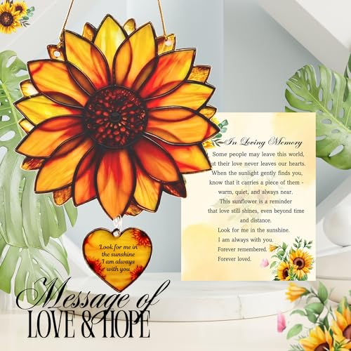 Sunflower Memorial Suncatcher Ornament - Sympathy Bereavement Keepsake