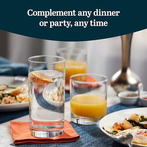 16-Piece Drinking Glass Set, Modern Tumbler and Rocks Glasses for Kitchen