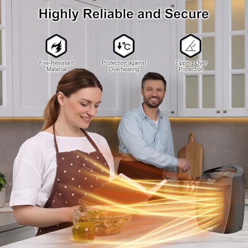 Portable Ceramic Space Heater 1500W with Digital Display and Touch Controls