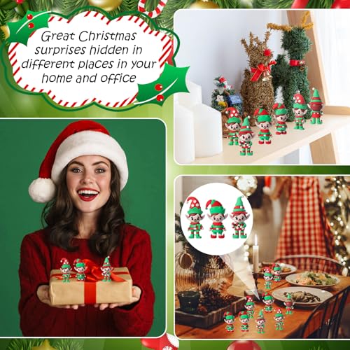 Chunful 30 Pcs Christmas Mini Elf Figures Tiny Holiday Decorations - Smooth Finish