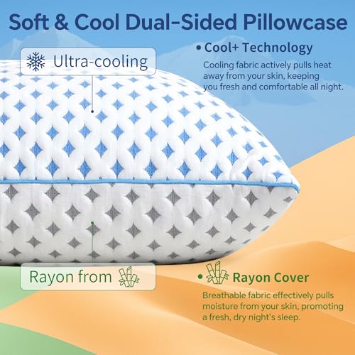 LOVELYREST Cooling Shredded Memory Foam Pillows, King Size Set of 2