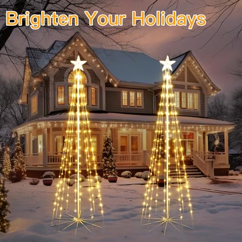 Ollny 6 ft 170 LED Warm White Christmas Tree Lights with 8 Modes, Outdoor IP65 Waterproof, Timer, 16.4ft Cable