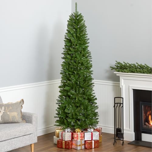 7.5ft Unlit Kingswood Fir Slim Artificial Christmas Tree with Metal Stand