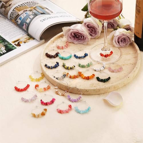 Pride & Par 24 Pcs Gemstone Glass Beads for Wine Glass Decoration, Wedding & Party Decor