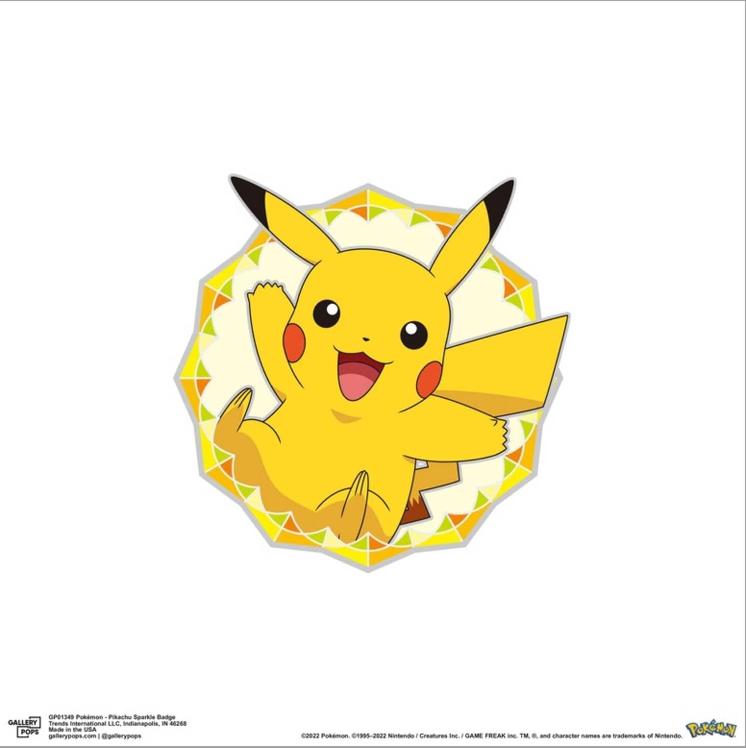 Trends International Gallery Pops Pokémon - Pikachu Sparkle Badge Canvas Wall Art Wall Poster, 12.00" x 12.00", Stretched Canvas