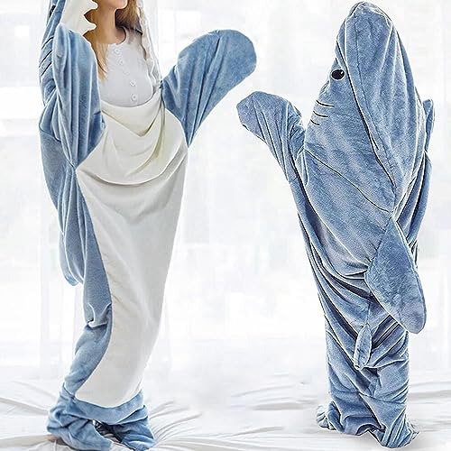 inkArts Soft Wearable Shark Blanket Hoodie Onesie for Adults & Kids
