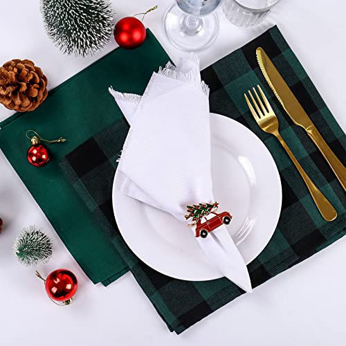 FEKIDO Red Truck Christmas Napkin Rings Set of 6 - Holiday Table Decor