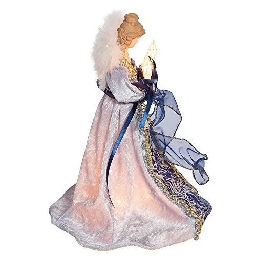 12-Inch Delft Blue & Gold Angel Tree Topper with 10 UL Lights