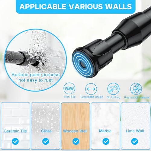 Adjustable Spring Tension Curtain Rod, 26-49 Inch No-Drill Rod for Windows