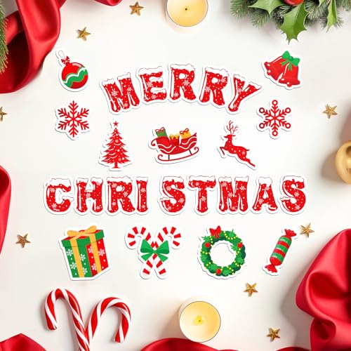 Merry Christmas Dishwasher Magnets 12pc Set – Reusable PVC Kitchen Refrig Door Decor