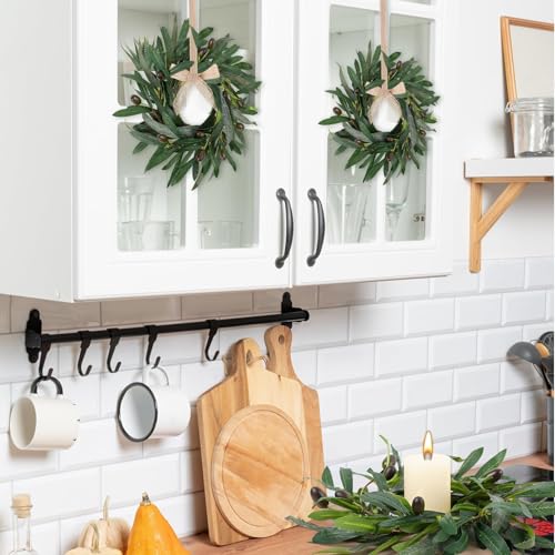 6-Pack Mini Artificial Olive Wreaths for Kitchen Cabinets & Wall Decor