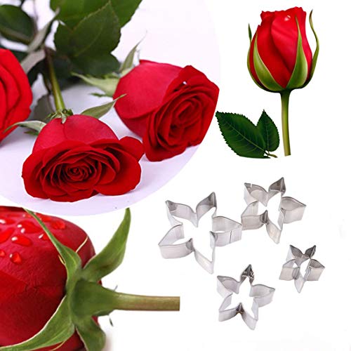 18Pcs Gumpaste Flower Mold Set for Cake Decorating with Rose, Calyx & Leaf Cutters