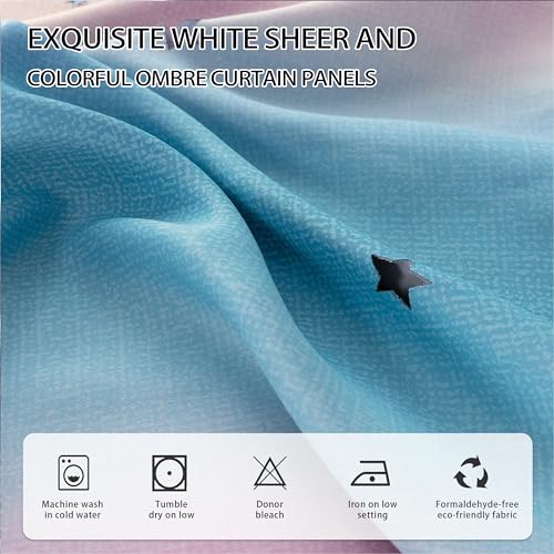 Blackout Star Curtains for Kids Bedroom - Pink & Purple 63-Inch Drapes
