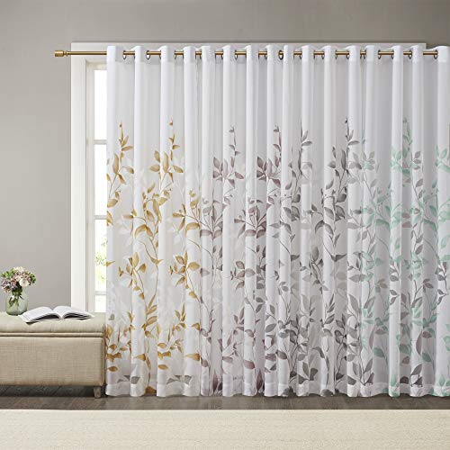 Madison Park Cecily Semi Sheer SINGLE Panel Window Curtain Burnout Botanical Print, Easy To Hang, Fits up to 1.25" Diameter Rod, 50x84", Leaves Mauve