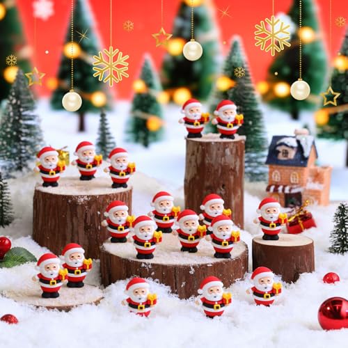 Chunful 200 Pcs Mini Santa Figurines with Gift Box - Christmas Decorations