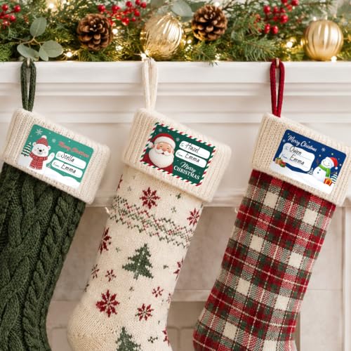 Alynta Bear Christmas Gift Tags Stickers 500Pcs 3x2 Inch Holiday Labels