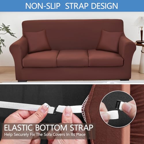 Stretch Sofa Cover Set with Cushion & Pillow Cases - 6-Piece Protector for 3 Seater Sofas