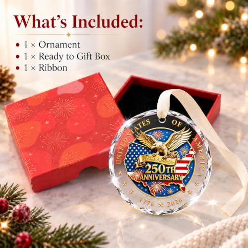 GISUREY USA 250th Anniversary Christmas Ornament 02-250th Bald Eagle Patriotic Keepsake 1776-2026