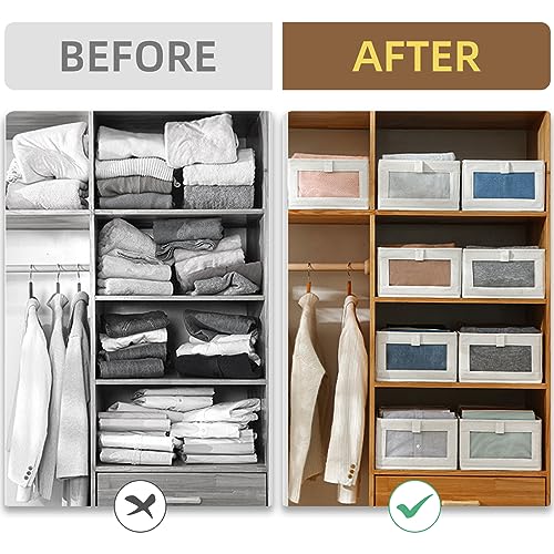 4-Pack Linen Closet Storage Bins and Baskets with Clear Window