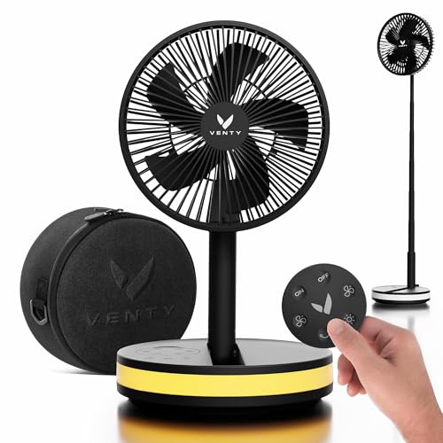 Portable Wireless Oscillating Fan with Remote, LED Light & Power Bank