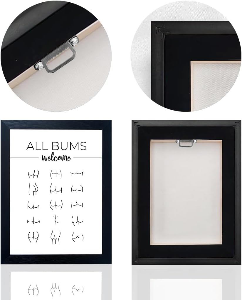Skiennix Funny Bathroom Wall Art - Humorous Black and White Canvas Print | Modern Minimalistic Decor