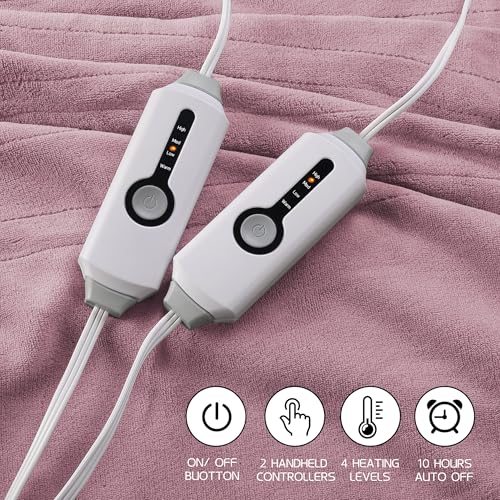Electric Heated Blanket Queen Size 84"x90" with Dual Controllers