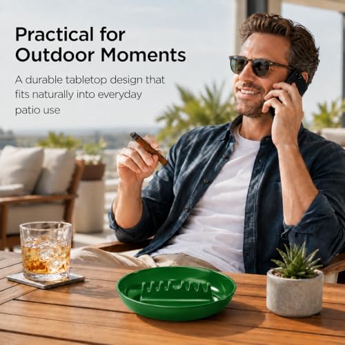 Large 7-Inch Durable Melamine Ashtray for Cigarettes and Cigars - 4 Pack
