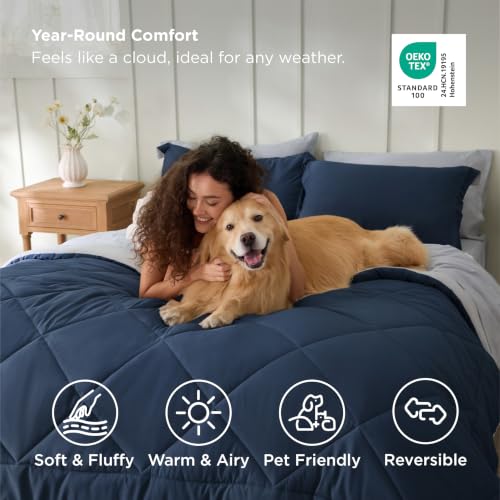Twin XL Comforter Set - Reversible 5-Piece All-Season Bedding Set with Sheets