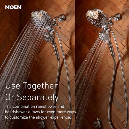 2-in-1 Dual Rain Showerhead with Magnetic Handheld Spray, Brushed Nickel