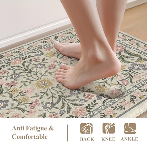 Anti-Fatigue Kitchen Floor Mats - 2 Piece Cushioned Waterproof Rug Set