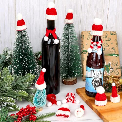 DIYASY 36 Pcs Mini Santa Hats & Christmas Scarf Set for Crafts and Ornaments
