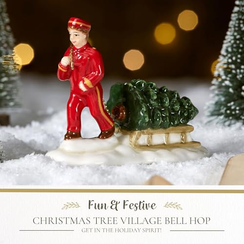 Dolomite Christmas Village Bell Hop Figurine - Nostalgic Holiday Decor
