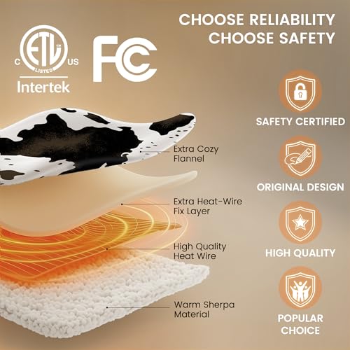 Heated Blanket Throw - Fast Heating Electric Blanket, 10 Settings