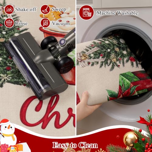 Ileading Christmas Indoor Doormat 32x48in Red Merry Xmas – Washable Mud & Dirt Absorbent