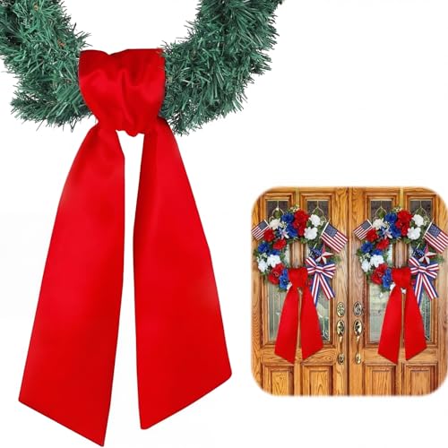 Red Wreath Sash for Front Door 2-Pack Polyester DIY Monogram Sash