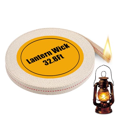 100% Cotton Oil Lamp Wick Roll - 1/2 Inch Wide, 32.8 Feet for Kerosene Lamps