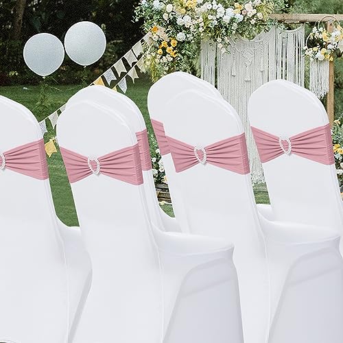 Pack of 30 Stretch Chair Sashes with Buckle - Dusty Pink